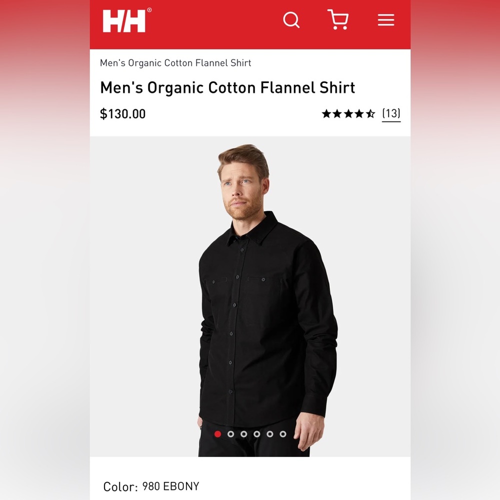 Helly Hansen Organic Cotton Flannel Shirt Long Sleeve Men’s Large $130 Toyota